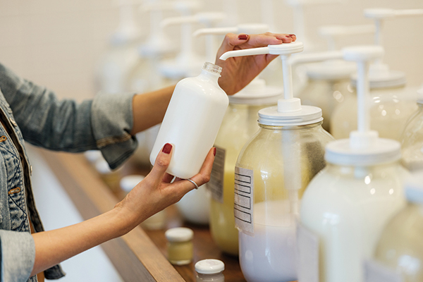 Person buying liquid soap